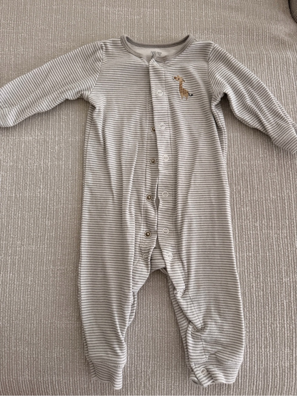 Carter's Gray Striped Footed One-Piece with Giraffe